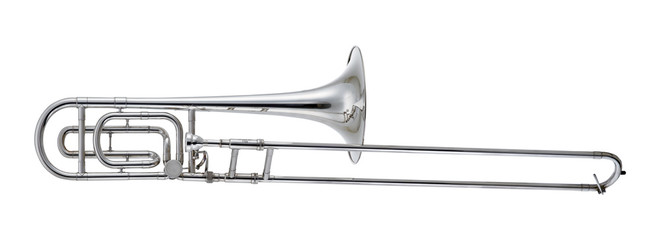Obraz premium Nickel Trombone Music Instrument Isolated on White background