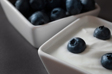 Yogurt and blueberries