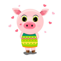 Cute Cartoon Pig isolated isolated on a white background