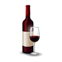 Wine bottle and glass