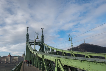 Liberty Bridge at early morning. Budapest Hungary,