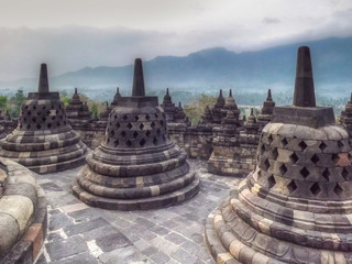 Sunrise background at Borobudur Temple