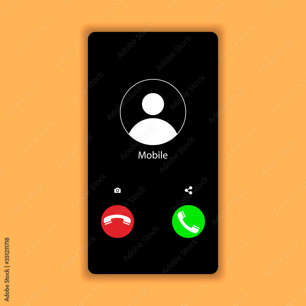 Poster mobile call screen template. call screen smartphone interface mockup. web app ui display template. v