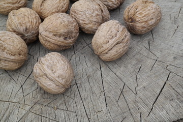 walnuts on wooden table