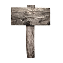 aged dark wood signpost isolated
