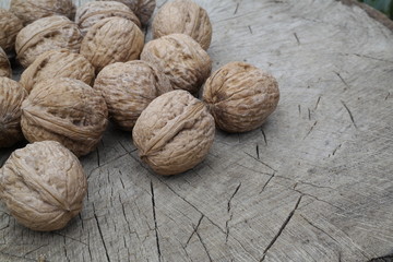 walnuts on wooden background