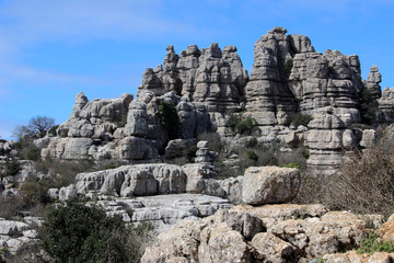 Paisaje kárstico del Torcal de Antequera en la provincia de Málaga (Andalucía, España)