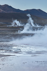 Tatio Geysers early morning at San Pedro de Atacama, Antofagasta 
