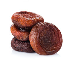 chocolate dried apricots isolated on white background