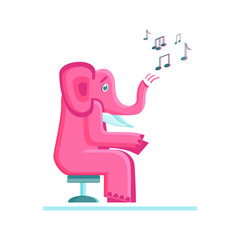 Pink elephant and musical notes