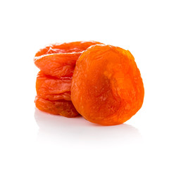 Dried apricots on a white background