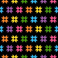 Pattern of spring and summer flowers. Bright flowers. olorful flowers on black background. Cute floral pattern decoration.