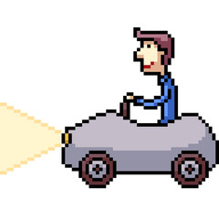 vector pixel art isolated toy car
