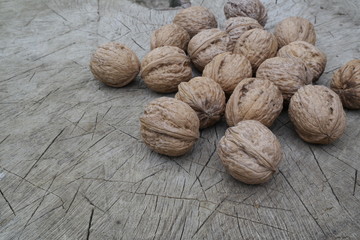 walnuts on wooden table