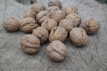 walnuts on wooden background