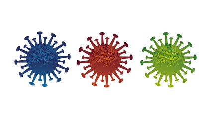 Blue red green Set of corona virus symbol novel coronavirus 2019-nCoV dangerous Covid-19 pandemic.
Vector illustration
