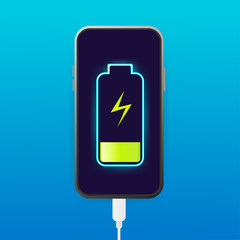 Fototapeta premium Flat battery charge for mobile device design. Vector mobile device concept. Vector illustration in flat style.