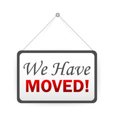 We have moved. Home office workplace. House moving concept. Business concept. Flat design vector.