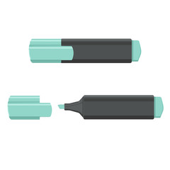 Set of green highlight markers