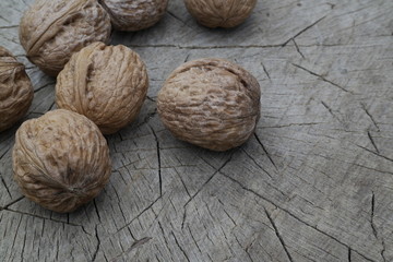 walnuts on wooden background