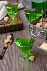 Green liquid in a glass