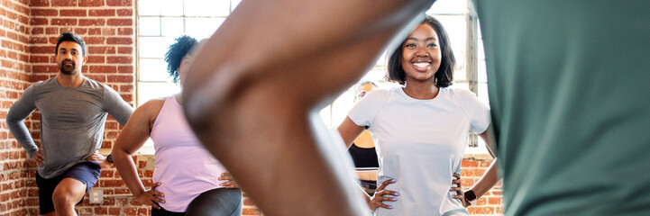 Diverse people in an exercise class