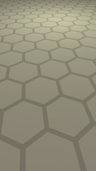 Honeycomb with color lighting, on a gray background. Perspective view on polygon look like honeycomb. Isometric geometry. Vertical image orientation. 3D illustration