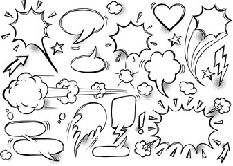 Hand drawn comic speech bubble cartoon, vector illustration