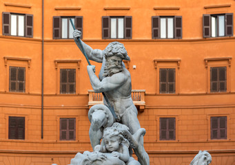 Neptune statue, Fountain of Neptune, Piazza Navona, Rome, Italy - 351225748