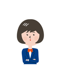 思いにふける女子学生の上半身