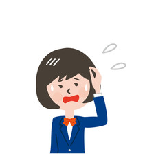 オロオロする女子学生の上半身