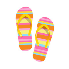 colorful flip flops isolated on white