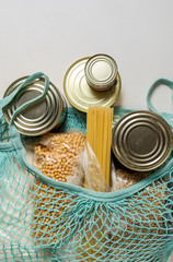 a set of long-term storage products in a blue bag on a white background