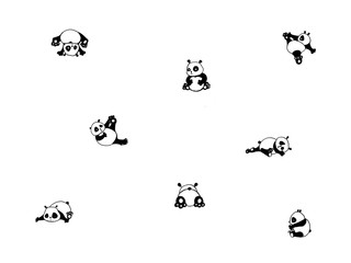 Seamless pattern with panda. Cute kids print.Panda hand drawn illustration.  Ink illustration
