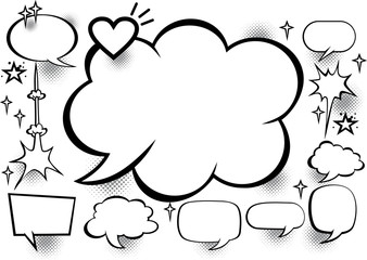 Hand drawn comic speech bubble cartoon, vector illustration
