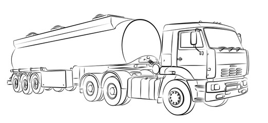 Sketch of a big old fuel truck.
