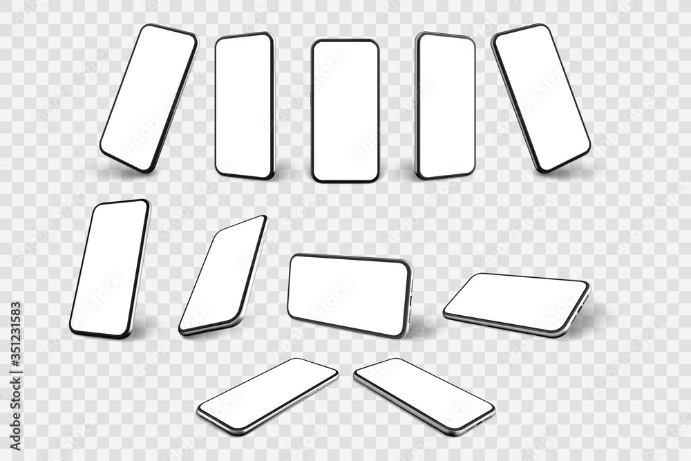 Wall mural realistic smartphone mockup. llustration of realism style drawn cellphone frame with blank display t
