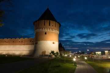 Ancient kremlin in Tula at night, Russia
