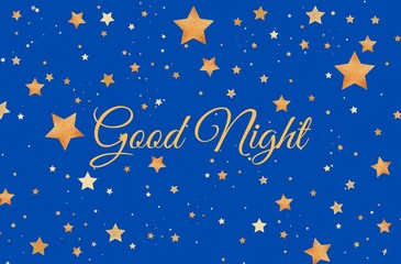 Fototapeta na wymiar good night blue starry night wall art illustration