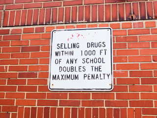 anti drug sign on school building