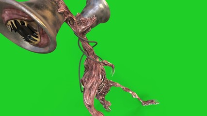 Siren Head Green Screen Walkcycle Loop Top 3D Rendering Animation Horror 4K