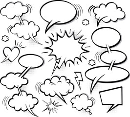 Hand drawn comic speech bubble cartoon, vector illustration