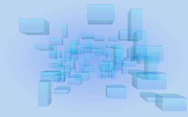 Obraz premium Blue and purple abstract digital and technology background. The pattern with repeating rectangles. 3D illustration