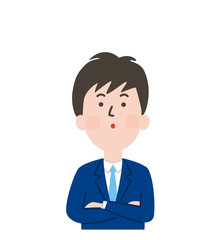 思いにふけるネクタイ男子の上半身