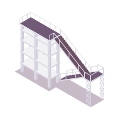 Isometric staircase with platforms isolated on white, good for aqua and water park