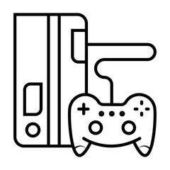 Vector video game console illustration. Gamepad, joystick, controller, joypad line art icon