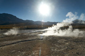 Tatio Geysers early morning at San Pedro de Atacama, Antofagasta 