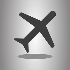 Aircraft simple icon vector with shadow. Flat desing