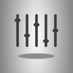 Equalizer, slider simple icon with shadow. Flat desing