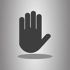 Hand simple icon vector with shadow. Flat desing